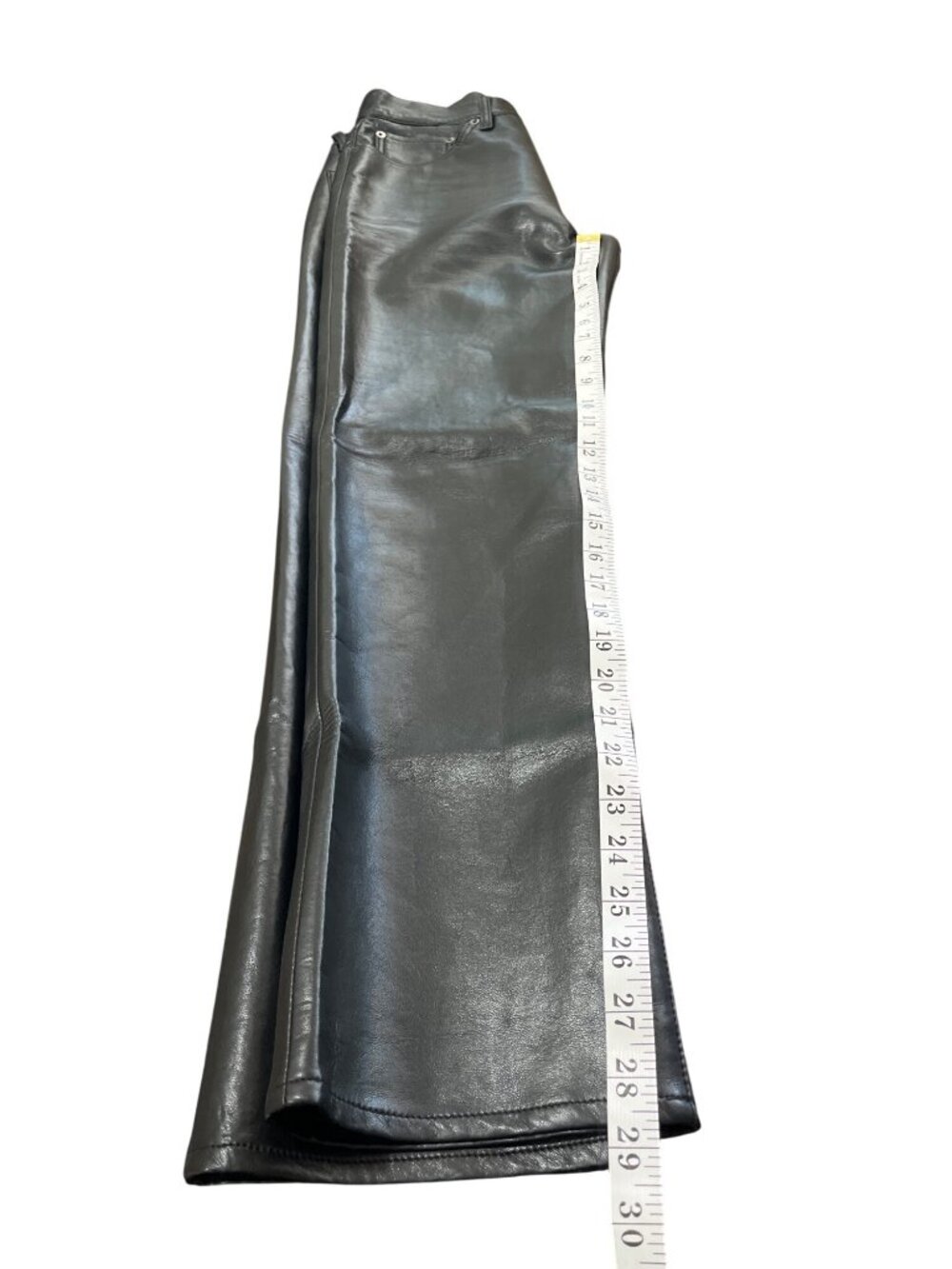 Agolde Women Size 29 90s Pinch Waist Leather Pants Black High-Waist Straight-Leg - Picture 7 of 10